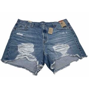 Levi's 501 Shorts 20w Blue Womens Button Fly High Rise Distressed Levi